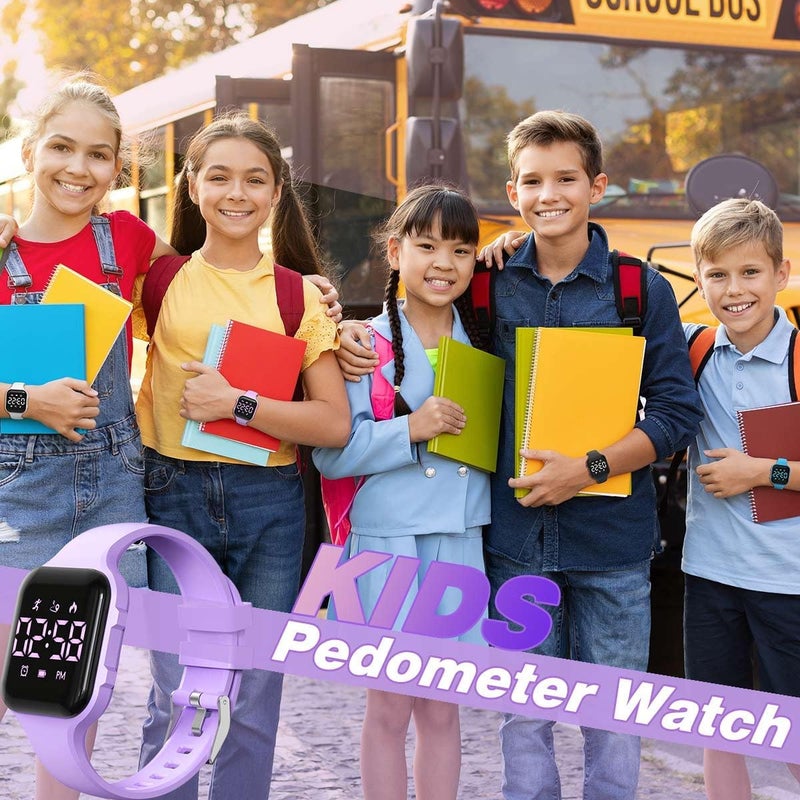 synwoo Kids LED Digital Watch, with Pedometer Step Counter, Waterproof, Sport Wristwatch, Calendar, Alarm Clock for Children Boys Girls Teens - Image 2
